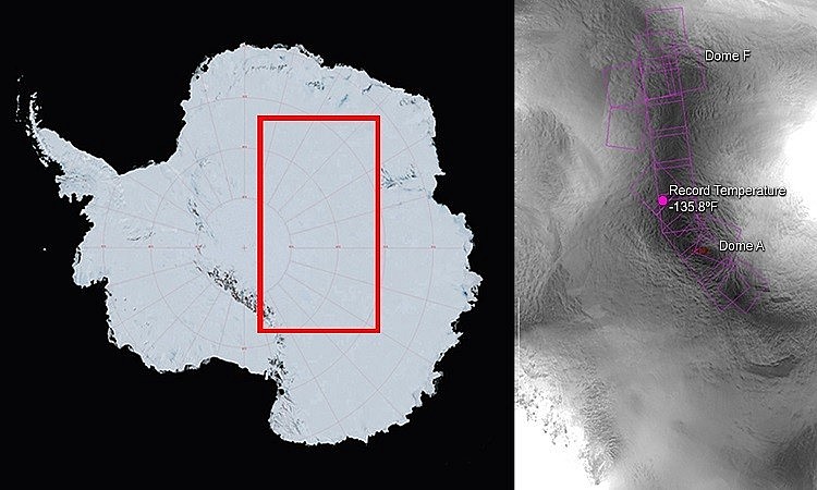 The area recorded the world's coldest temperature in Antarctica