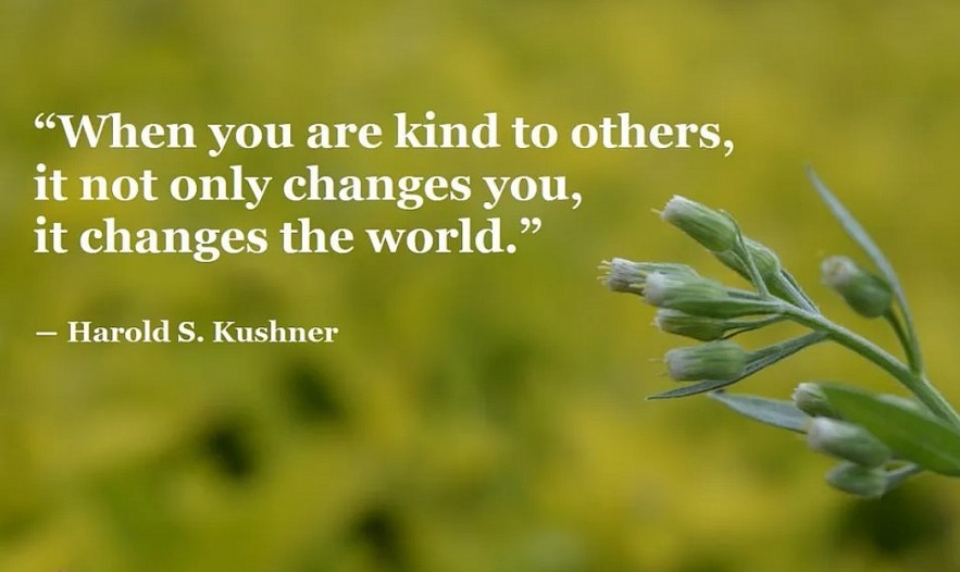 “When you are kind to others, it not only changes you, it changes the world.” ― Harold S. Kushner
