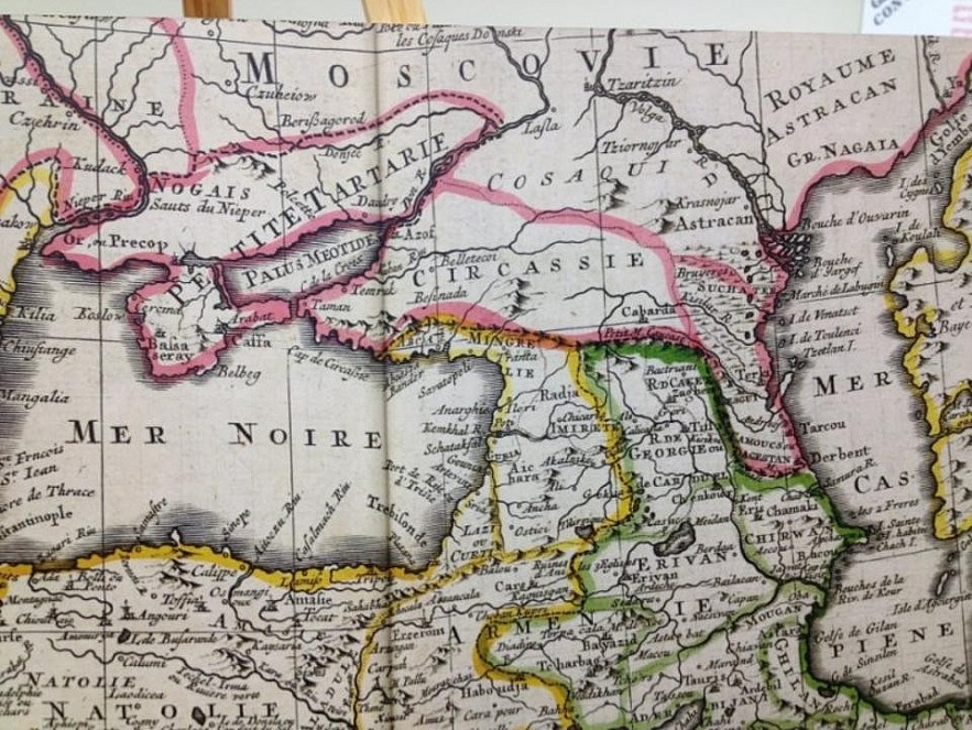 Photo This French map shows what Europeans considered the boundaries of Circassian lands in the Caucasus in 1742