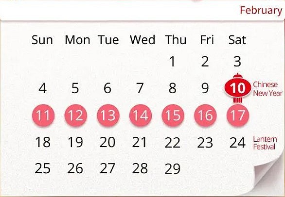 How long is the Lunar New Year holiday 2024?