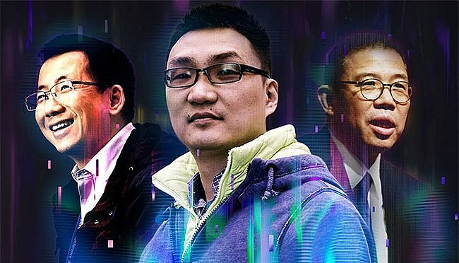 Billionaires Zhang Yiming, Colin Huang and Zhong Shanshan (from left)