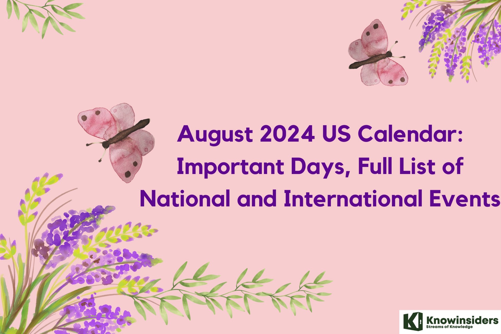 August 2024 US Calendar Special Days, Full List of National and