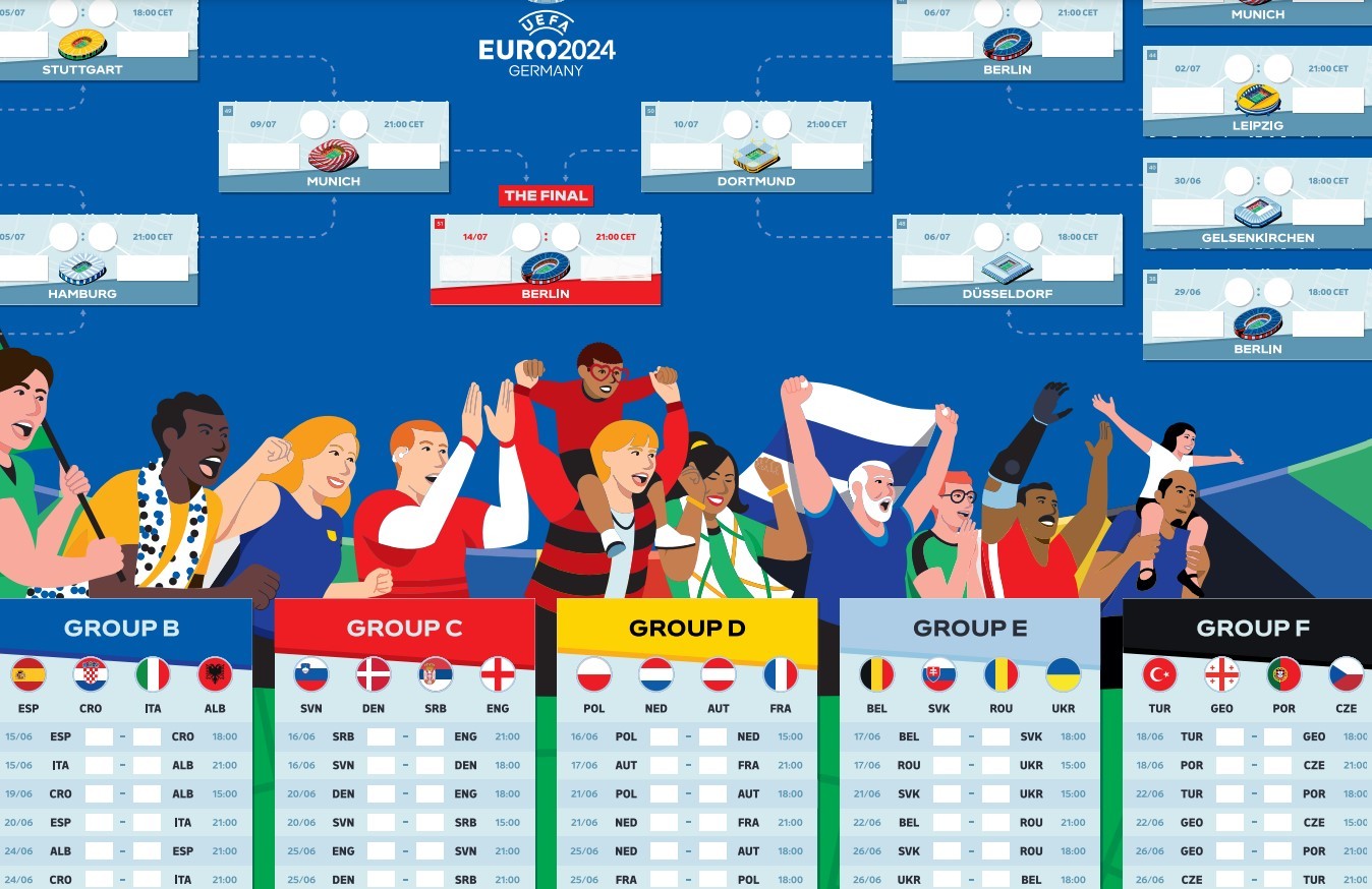 Euro 2024: Download Official Wall Chart and Calendar with PDF files