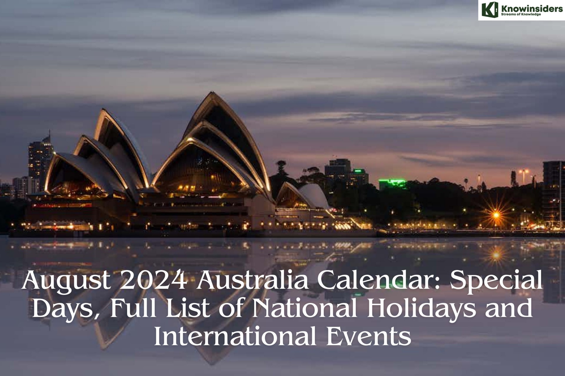 August 2024 Australia Calendar Special Days, National Holidays and