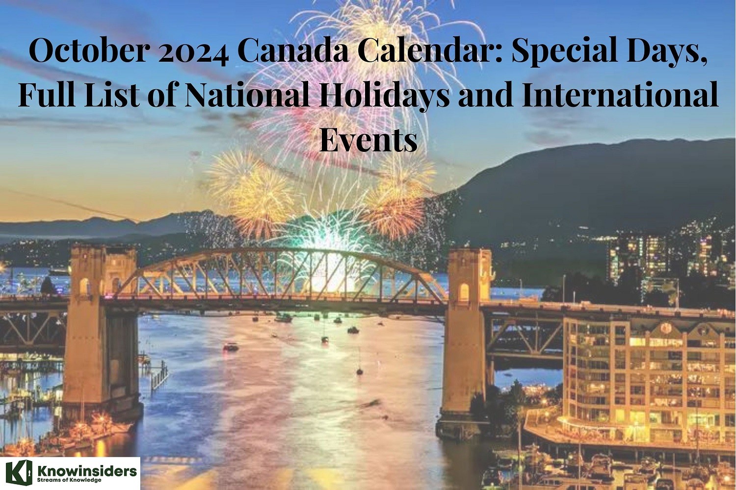 October 2024 Canada Calendar Special Days, Full List of National