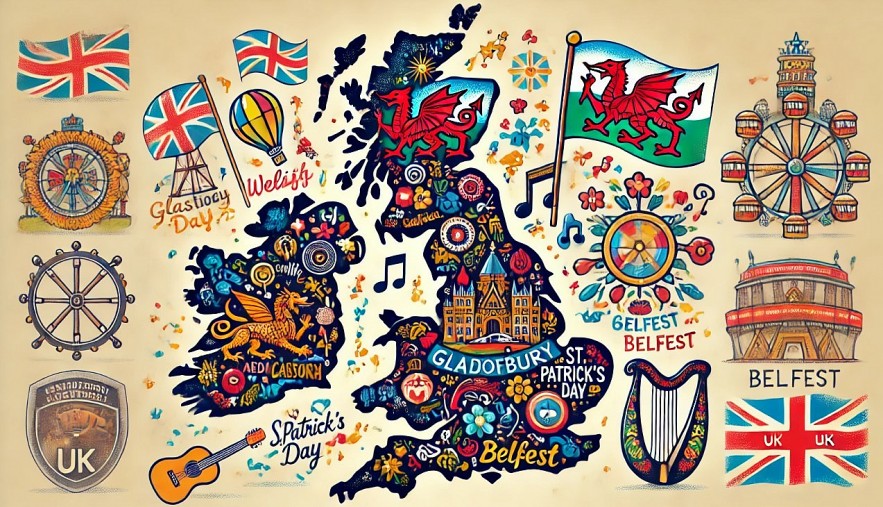 the colorful festival map of the UK