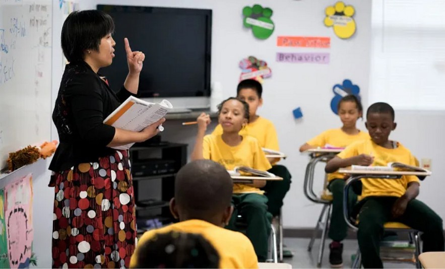 a fourth grade math class at a private school in Washington, D.C