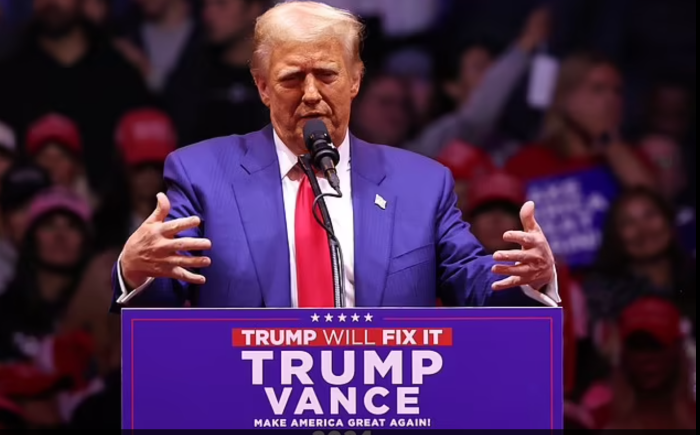 Donald Trump speaks at a campaign rally at Madison Square Garden on October 27