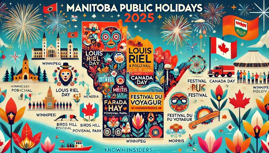 The vibrant map of Manitoba highlighting its major public holidays and festivals for 2025