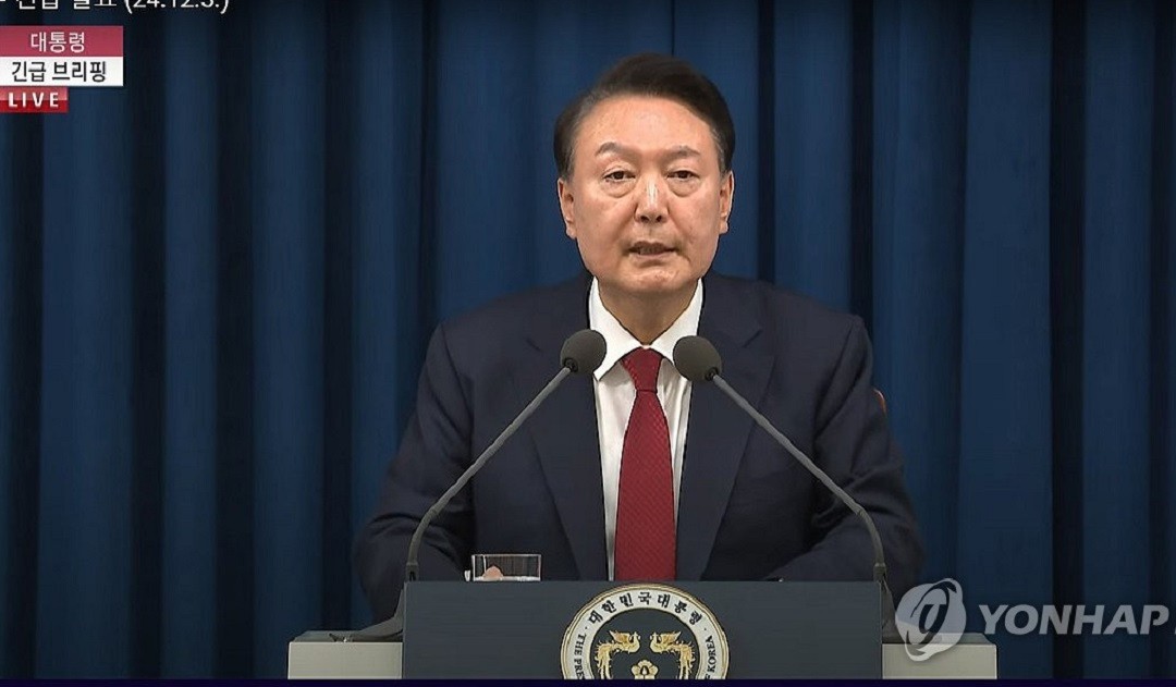 South Korean President Yoon Suk Yeol declares martial law