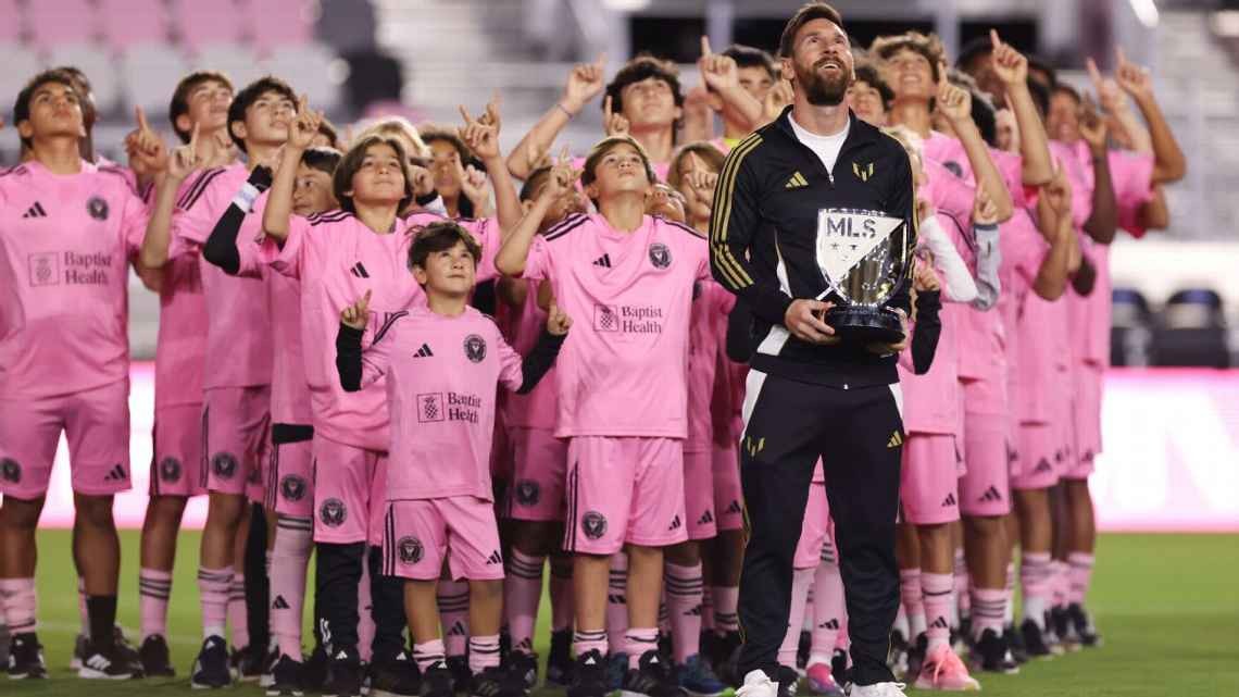 Messi received his MVP award from his sons, Thiago, Ciro, Mateo, and the Inter Miami youth academy.