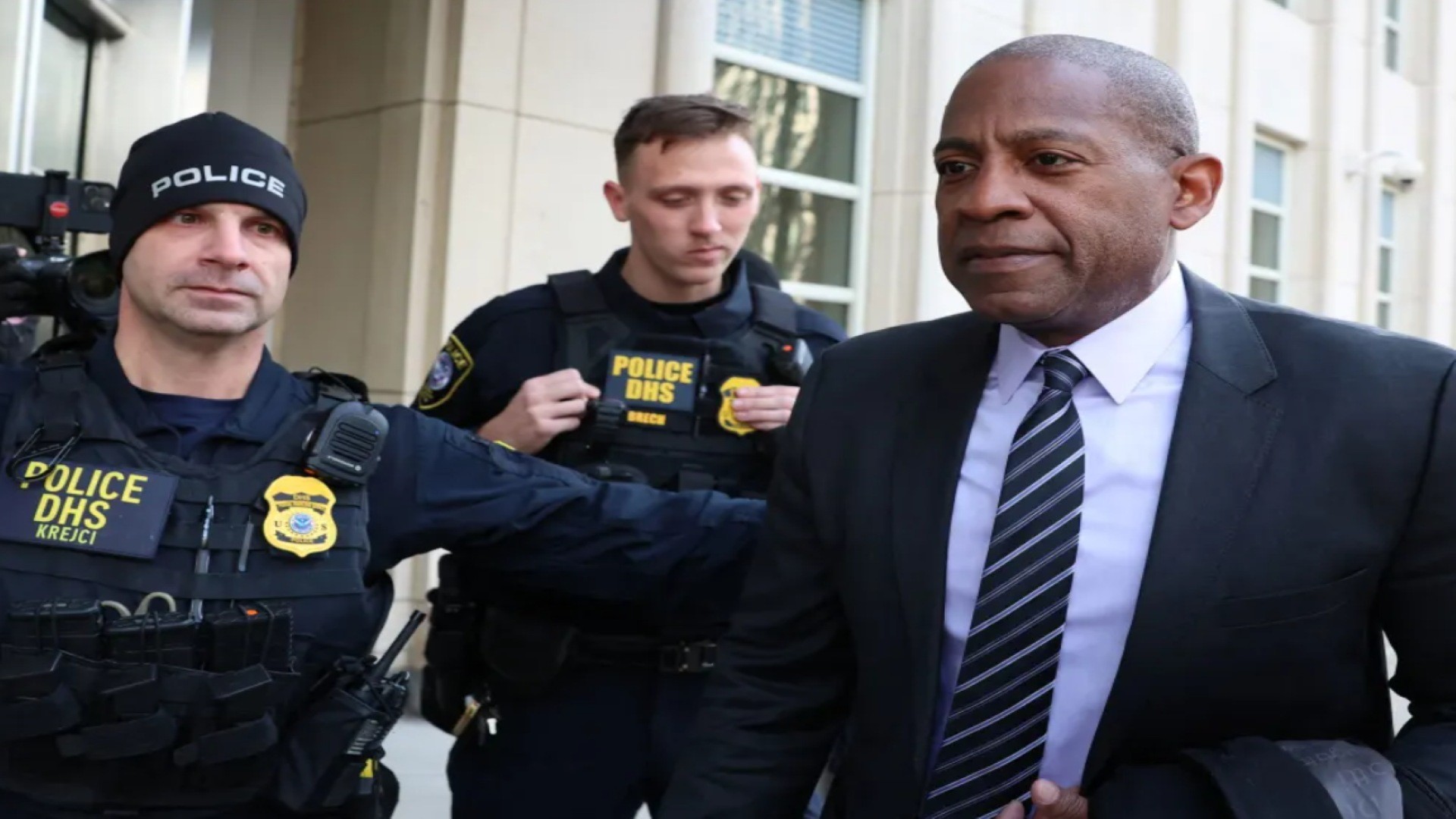 Carlos Watson, founder of Ozy Media, arrives for his sentencing hearing at U.S. Federal Court, following his conviction on lying to investors about the financial performance of his now defunct digital news startup