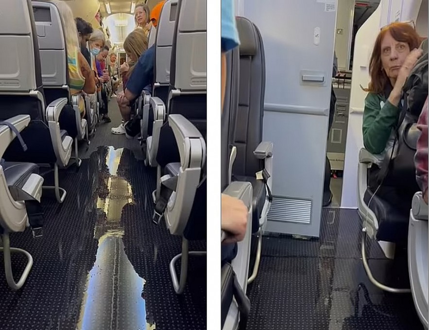 Moment American Airlines cabin floods while flying from Dallas to Minneapolis