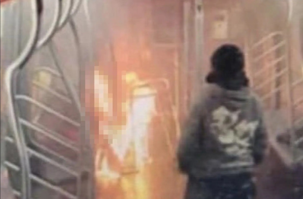 Horrifying images show maniac Sebastian Zapeta-Calil, accused of burning woman to death on NYC subway, watching her burn before telling cops he doesn’t remember it