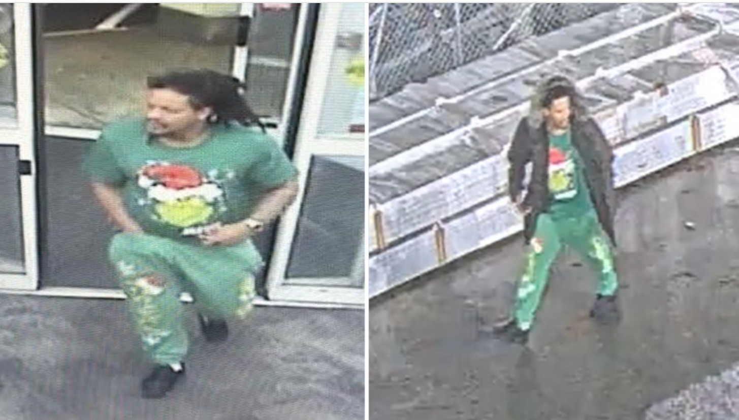 Suspect wearing "Grinch" pajamas identify named Elvis Andrade