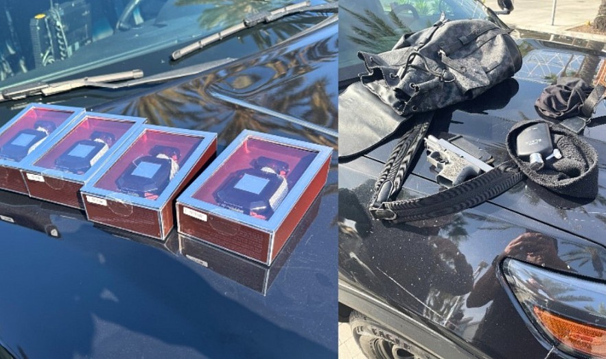 A collection of stolen merchandise was found during a statewide retail theft crackdown including clothing, shoes, fragrances and more. (California Highway Patrol)