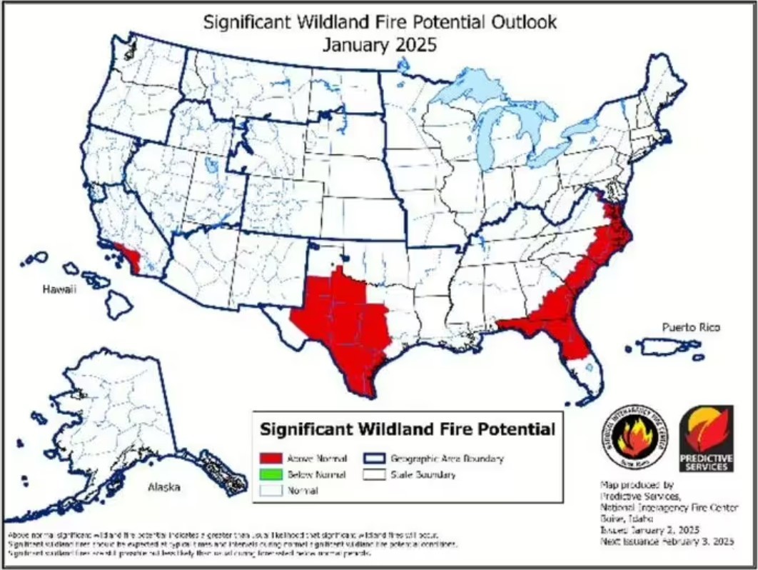 Wildfire Maps Predict Danger Zones Across the U.S. for the Next Three Months