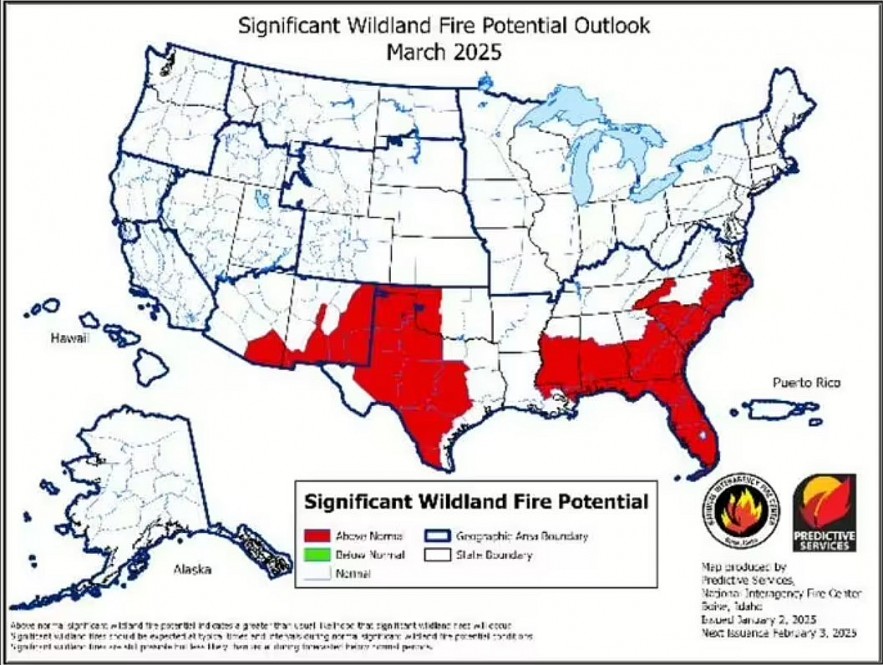 Wildfire Maps Predict Danger Zones Across the U.S. for the Next Three Months