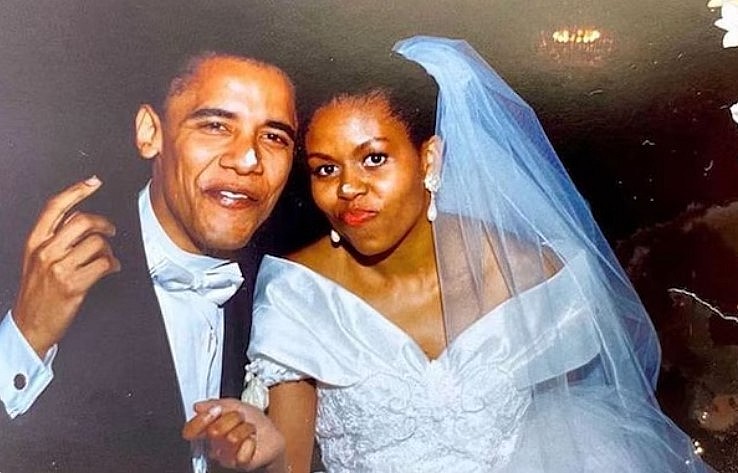 Barack and Michelle Obama at their wedding