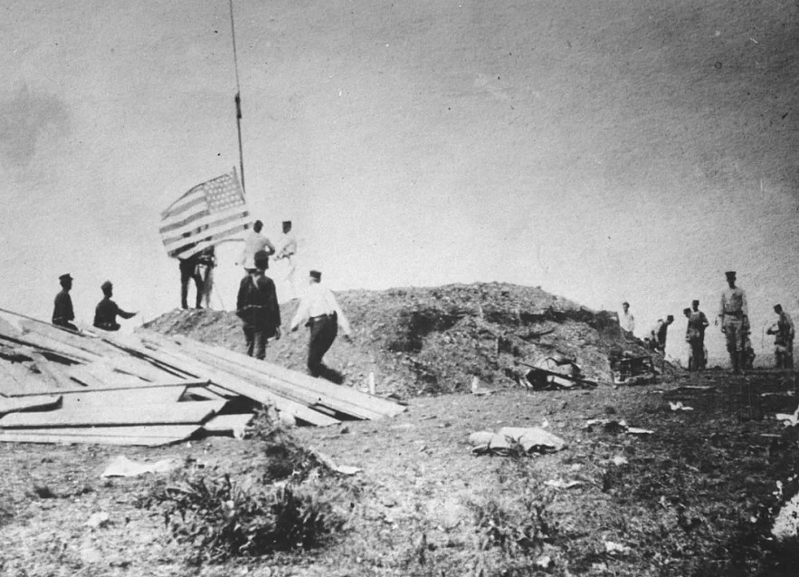 US Marines raising the American Flag over Guantanamo Bay in 1898