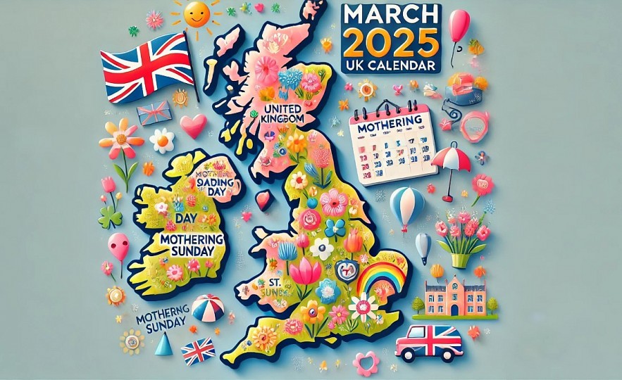 March 2025 UK Calendar: Holidays, Special Days, International Events, and Celebrations