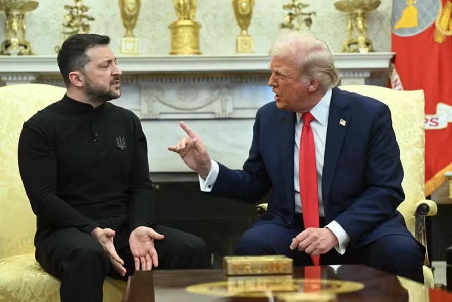 US President Donald Trump and Ukraine's President Volodymyr Zelensky meet in the Oval Office of the White House in Washington, DC, February 28, 2025