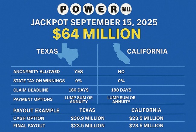 Powerball Jackpot September 15, 2025: How State Laws in Texas and California Impact Winnings, Taxes, and Privacy