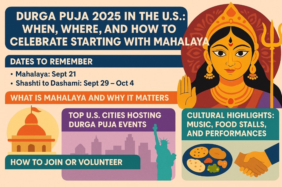 Durga Puja 2025 in the U.S.: When, Where, and How to Celebrate Starting with Mahalaya