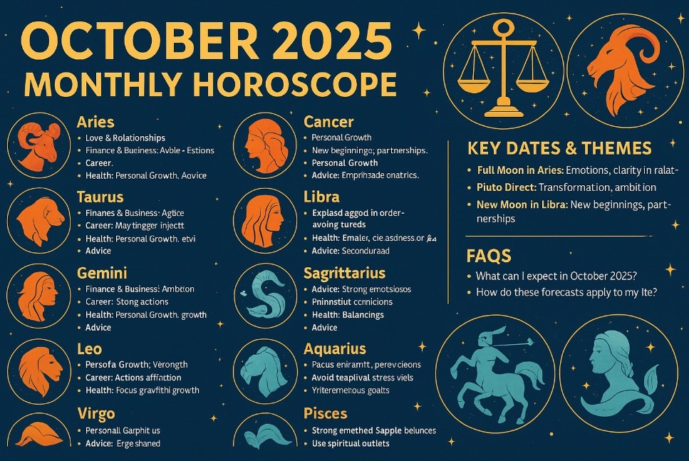 Monthly Astrology Forecast – October 2025 Horoscope for All 12 Zodiac Signs