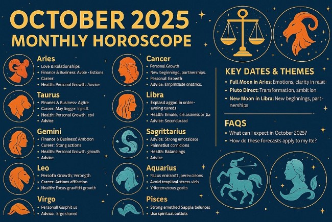 Monthly Astrology Forecast – October 2025 Horoscope for All 12 Zodiac Signs