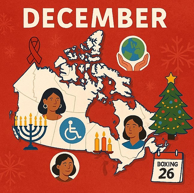 Canada Calendar in December: National Holidays, Special Days and International Events