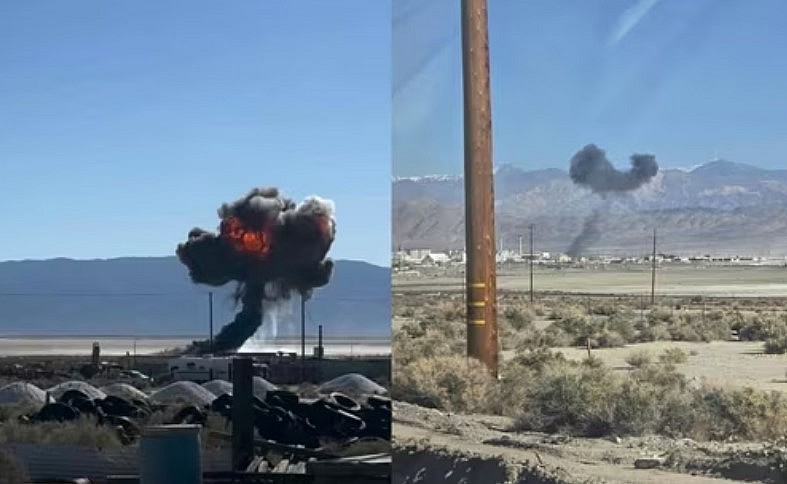 A fighter jet has reportedly crashed near Trona Airport in San Bernardino County, California on Wednesday A fighter jet has reportedly crashed near Trona Airport in San Bernardino County, California on Wednesday