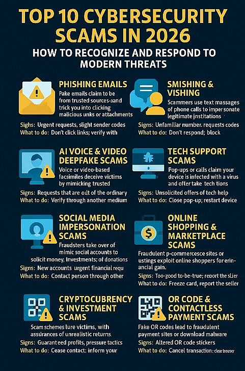 Top 10 Most Common Cybersecurity Scams in 2026 and How to Recognize and Respond to Them