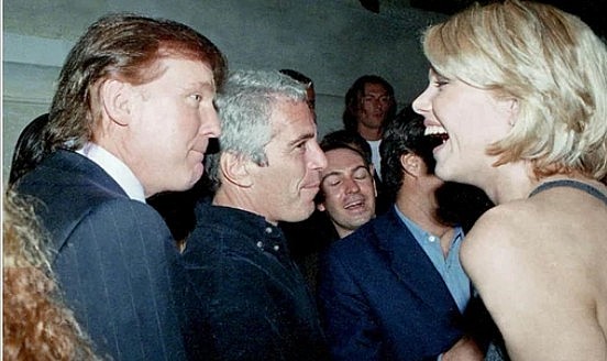 A photograph shows U.S. President Donald Trump with the late financier and convicted sex offender Jeffrey Epstein, from Epstein’s estate