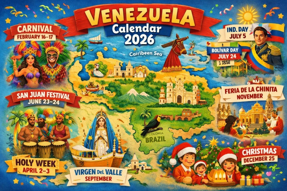 Venezuela Calendar 2026: Public Holidays, Festivals, and Major Celebrations