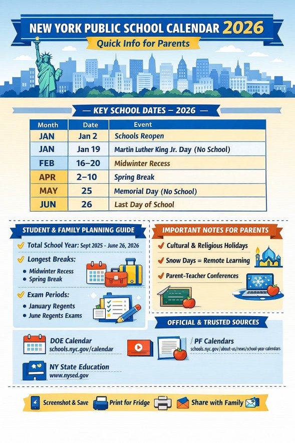 NEW YORK PUBLIC SCHOOL CALENDAR 2026