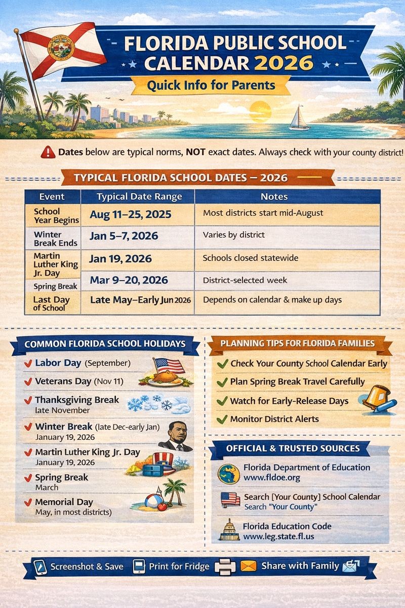 2026 Florida Public School Calendar: Key Dates, Holidays, and What Families Should Know