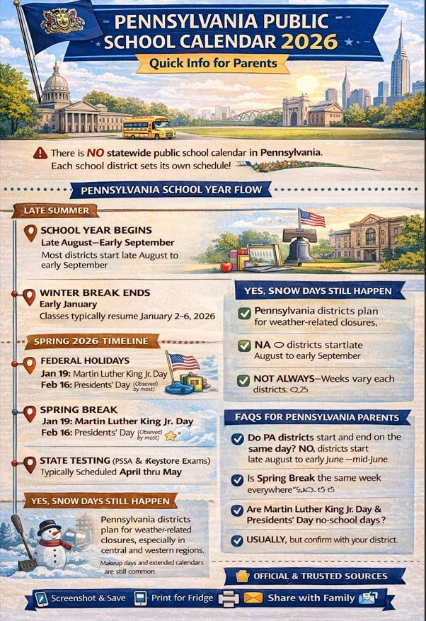 Pennsylvania Public School Calendar 2026: What the School Year Really Looks Like for Families