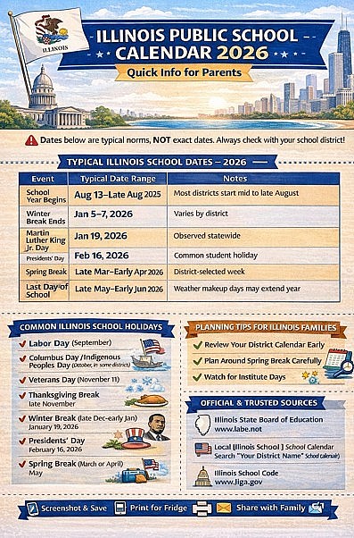 2026 Illinois Public School Calendar