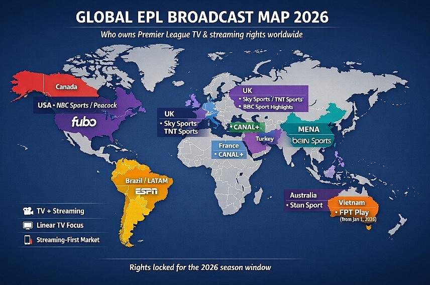 Global EPL Broadcast Map 2026 Global EPL Broadcast Map 2026