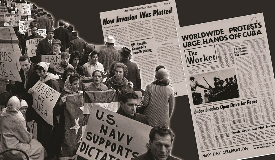 'Hands off Cuba' demonstrations, like this one in New York, erupted all over the country and around the world in April 1961. | Photos: AP / People's World Archives 'Hands off Cuba' demonstrations, like this one in New York, erupted all over the country and around the world in April 1961. | Photos: AP / People's World Archives