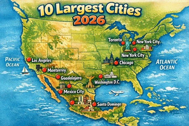 Top 10 Largest Cities in North America in 2026 by Population