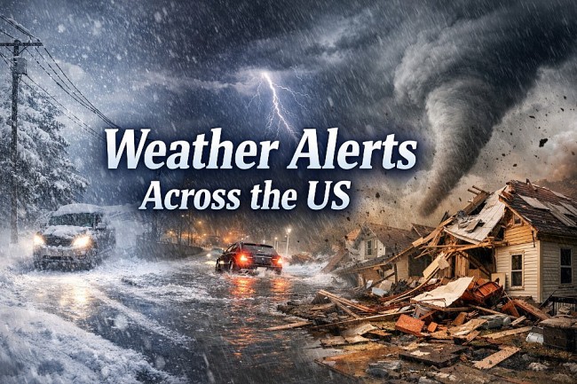 weather alerts across the us storms snow torrential rain and tornado today next days this week