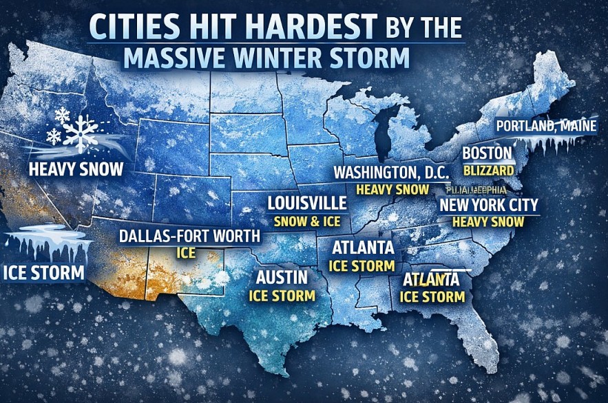 US cities hardest hit by winter storm US cities hardest hit by winter storm