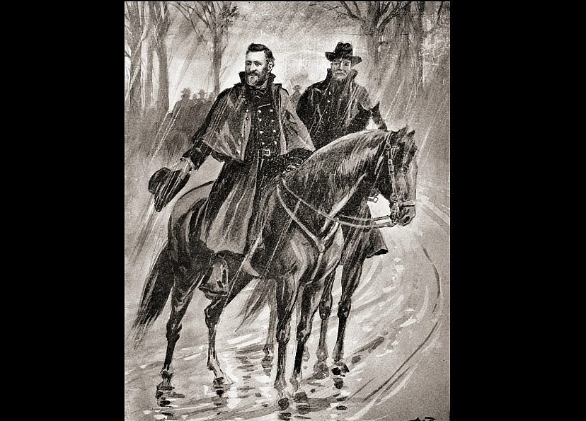 Grant on horseback in the rain before the battle in Belmont, Missouri in 1861 Grant on horseback in the rain before the battle in Belmont, Missouri in 1861