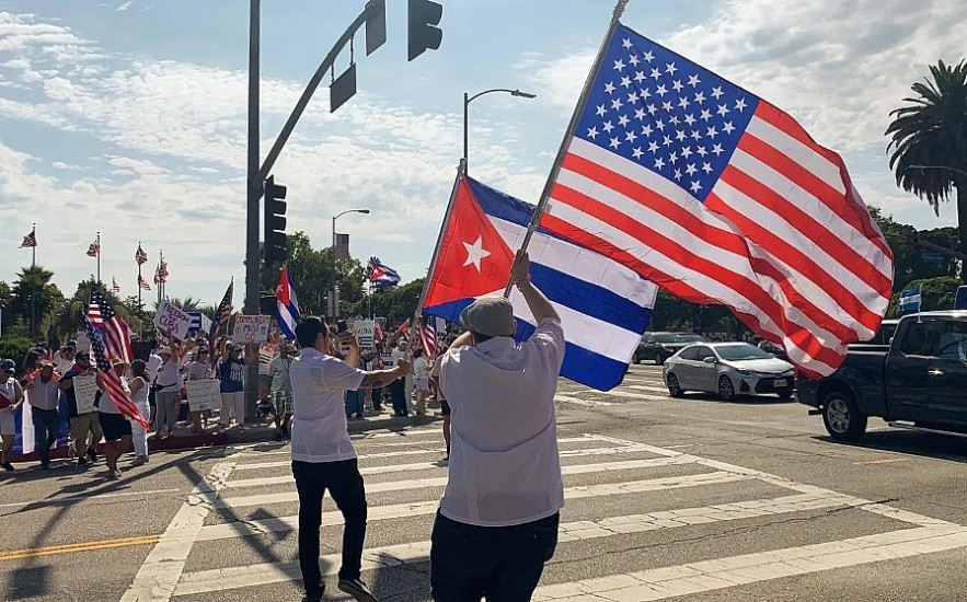Cuban Americans Demonstrate on Local Streets