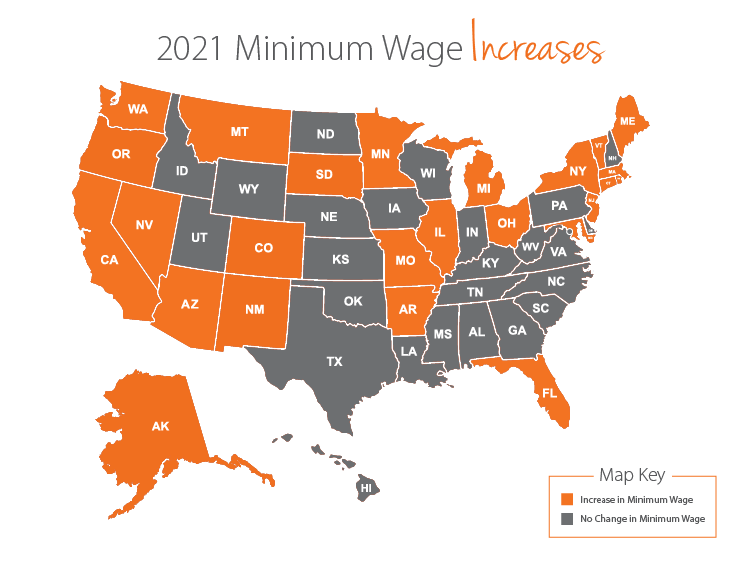 new policy in the us in 2021 half of us states will increase minimum wage