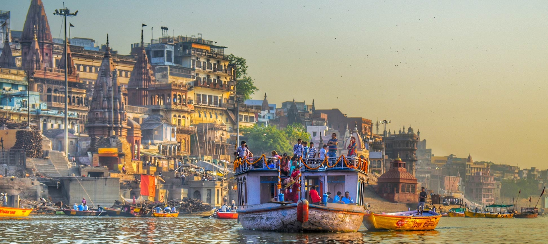 Dashawamedha Ghat at the Ganges river in Varanasi, Uttar Pradesh, India. 