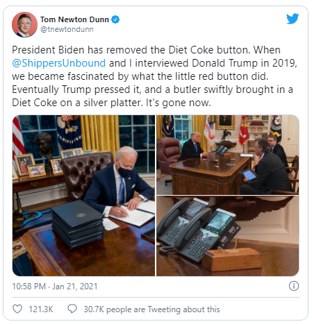 Trump's Red Button Riddle: Controversial Diet Coke Button disappears from Oval Office’s Resolute Desk