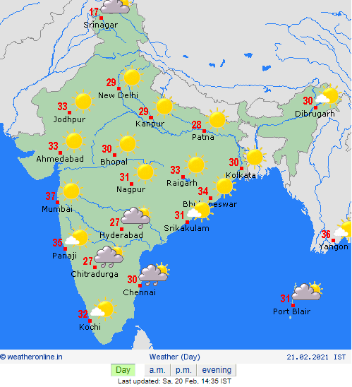 India Weather Map Today India Weather Forecast (Today Feb 21): Cyclonic Circulation Over Eastern  Parts Of Uttar Pradesh | Knowinsiders